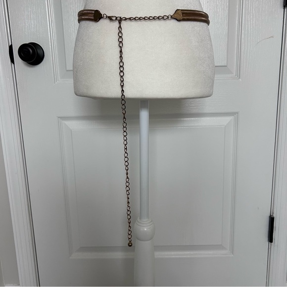 Gold Tone Rhinestone Embellished Circle Stretch Glam Statement Belt Women’s - Picture 11 of 11